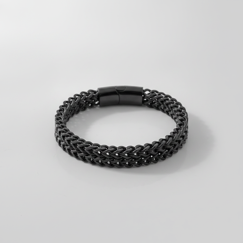 Black Stainless Steel Wide Franco Chain Bracelet