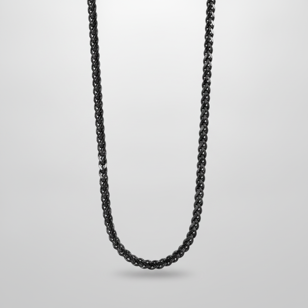 Men's Black Cuban Link Chain Necklace