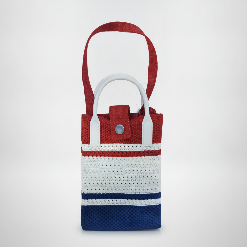 Phone Pixie Knit Mini Tote Bag – Red, White & Blue