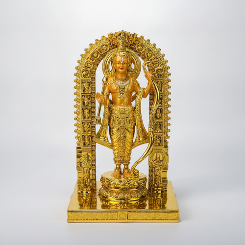Ram Lalla Gold-Finish Idol Statue with Ornate Arch