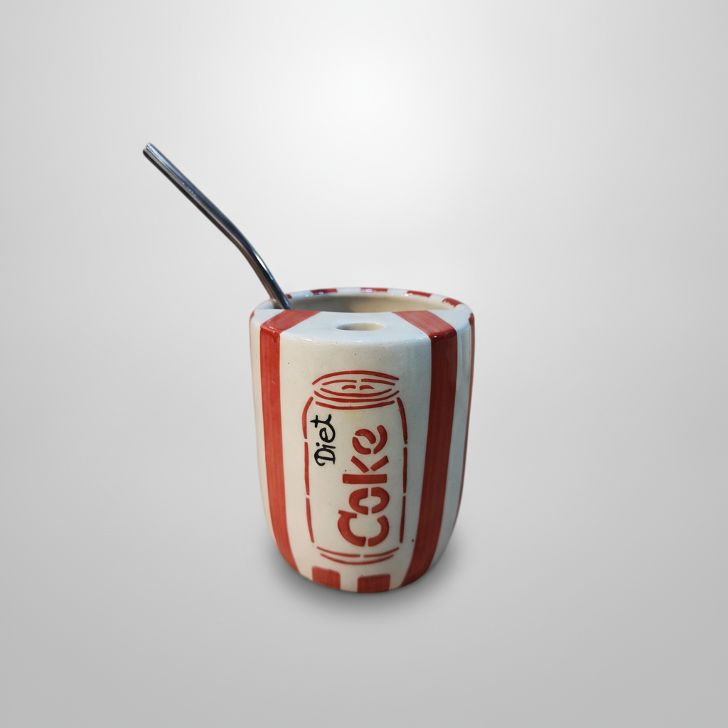 Diet Coke Ceramic Mate Cup with Metal Straw