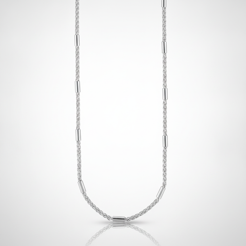 Men's Silver Rope & Bar Link Chain Necklace