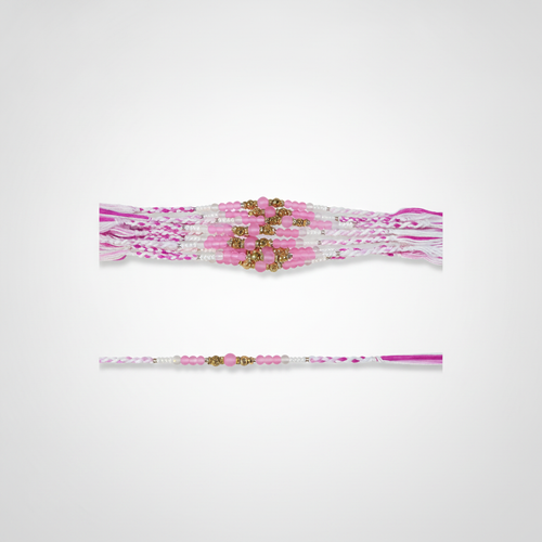 Pink & Gold Beaded Rakhi Set – Box of 12