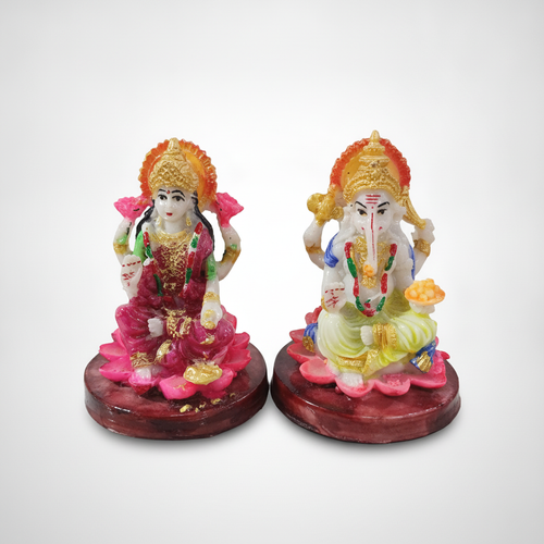 Lakshmi & Ganesha Idol Set – Hand-Painted Resin Figurines