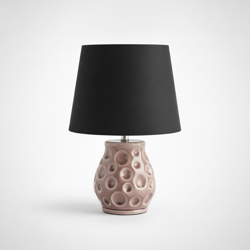 Ceramic Bubble Table Lamp with Black Fabric Shade