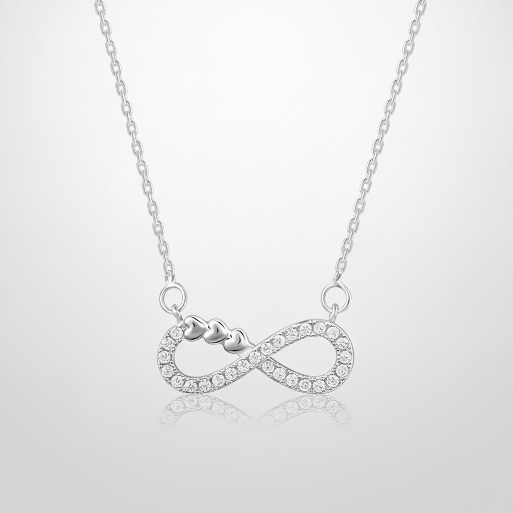 Crystal Infinity Symbol Silver Pendant Necklace for Women