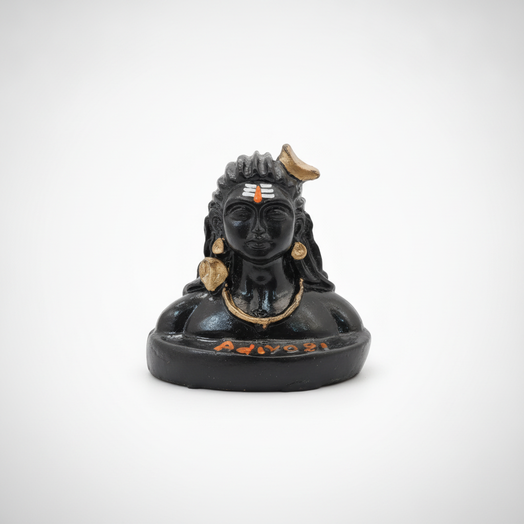 Adiyogi Shiva Resin Figurine – Black & Gold Idol