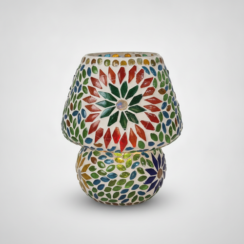 Handcrafted Mosaic Glass Table Lamp – Boho Floral Design