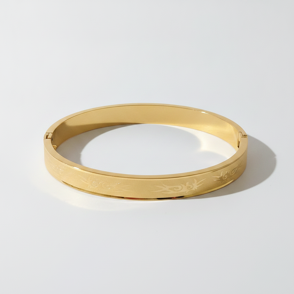 Men's Gold-Tone Engraved Bangle Bracelet