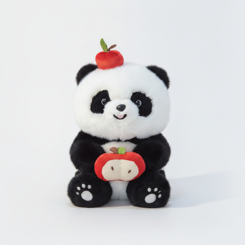 Apple Panda Plush Stuffed Animal Toy – 30 CM Cute Panda Bear