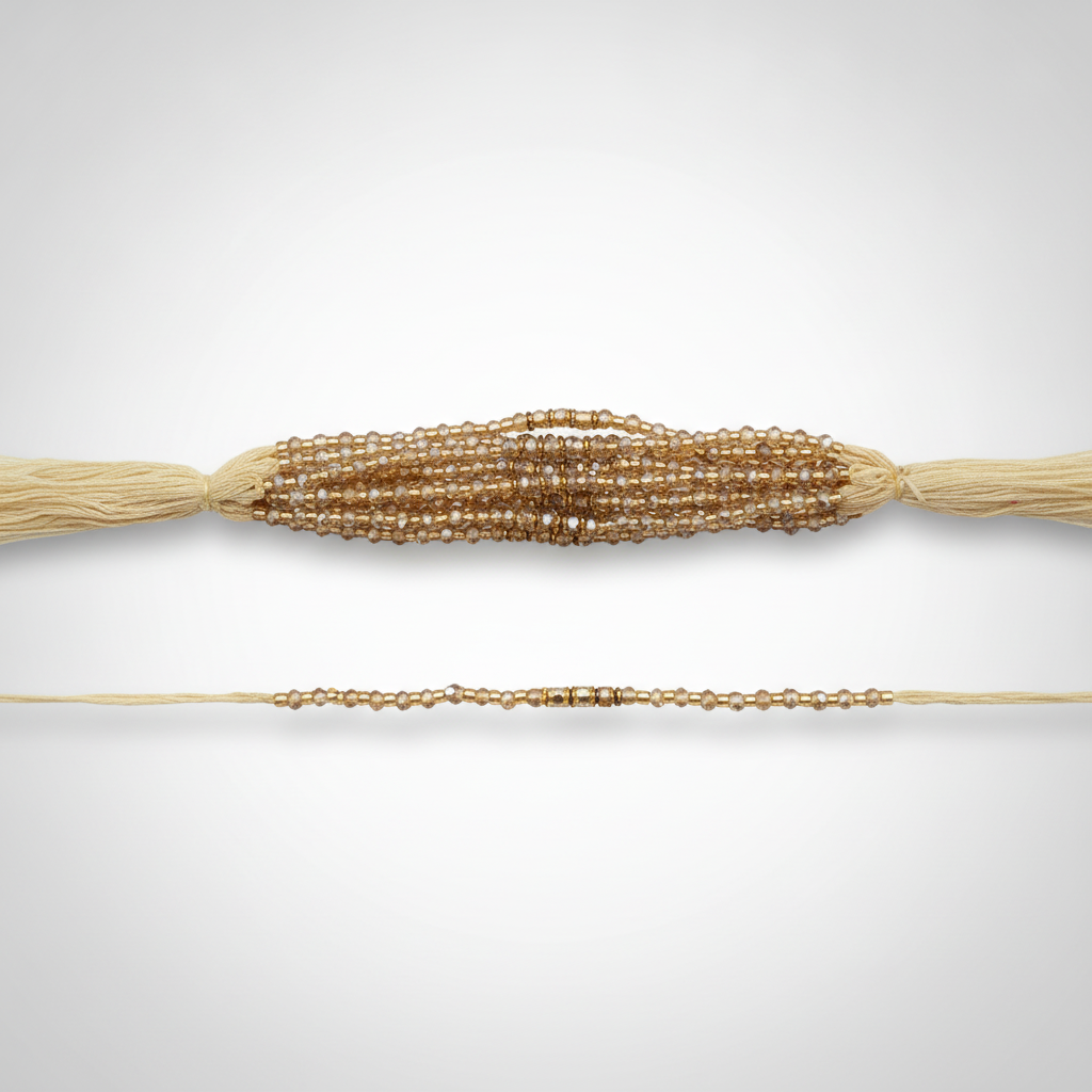 Golden Beaded Rakhi Set – Elegant Festive Wristband