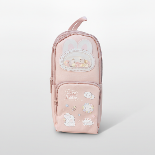 Cute Rabbit Mini Backpack Pencil Pouch – Pink Kawaii Stationery Case