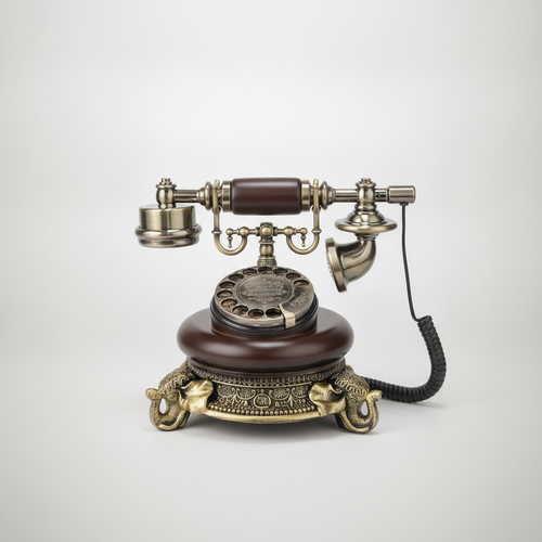 Functional Vintage Rotary Dial Telephone – Ornate Elephant Base Decor
