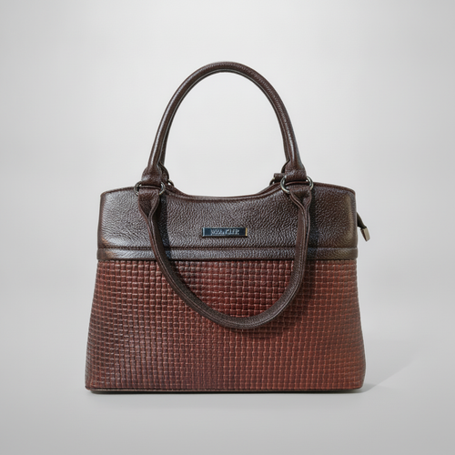 Wrangler Women's Two-Tone Woven Leather Handbag – Brown