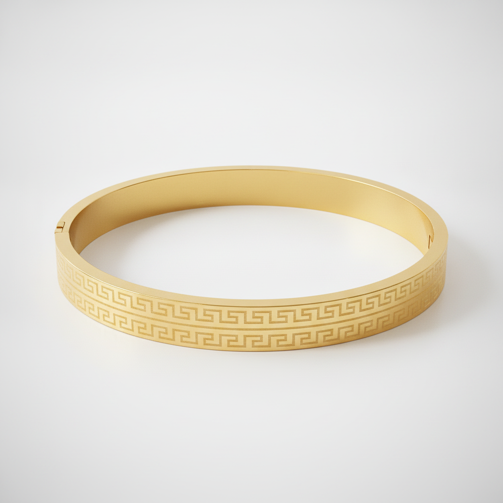 Men's Gold-Tone Greek Key Bangle Bracelet