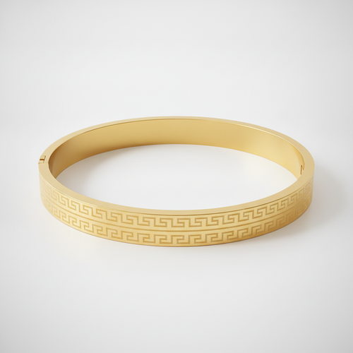 Men's Gold-Tone Greek Key Bangle Bracelet
