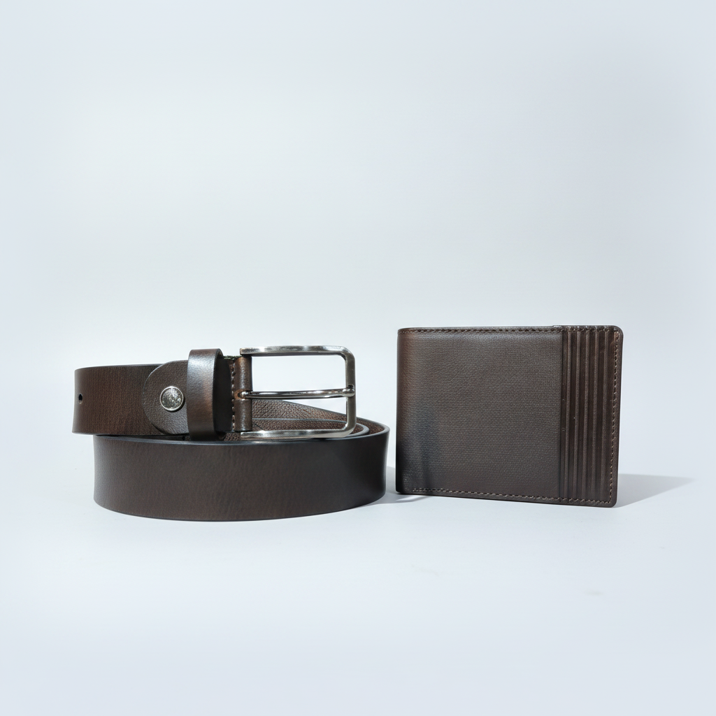 Wrangler Genuine Leather Men's Belt & Wallet Combo Set