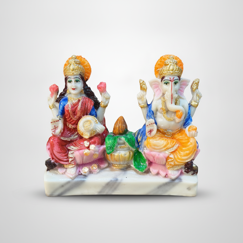Lakshmi Ganesh Idol – Colorful Polyresin Statue, 5 Inch