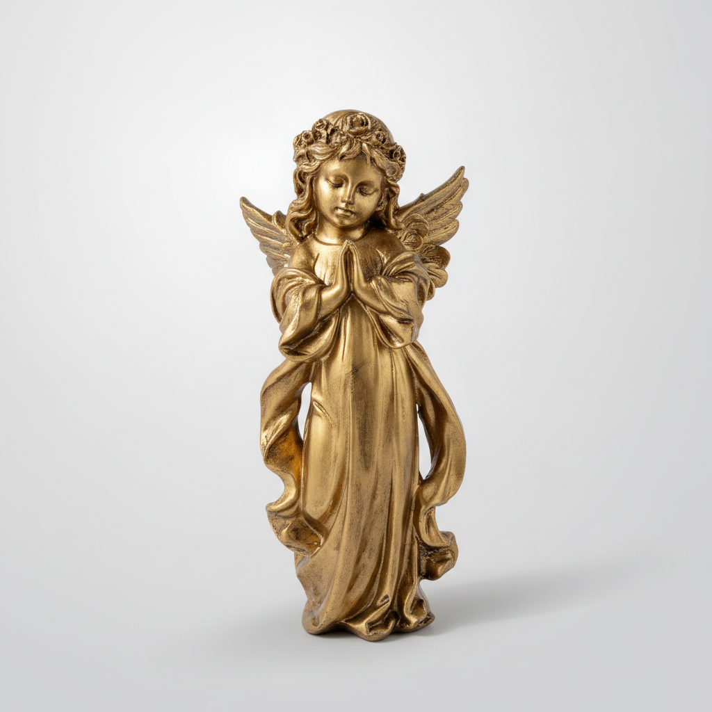 Golden Praying Angel Figurine – Peaceful Home Décor Statue