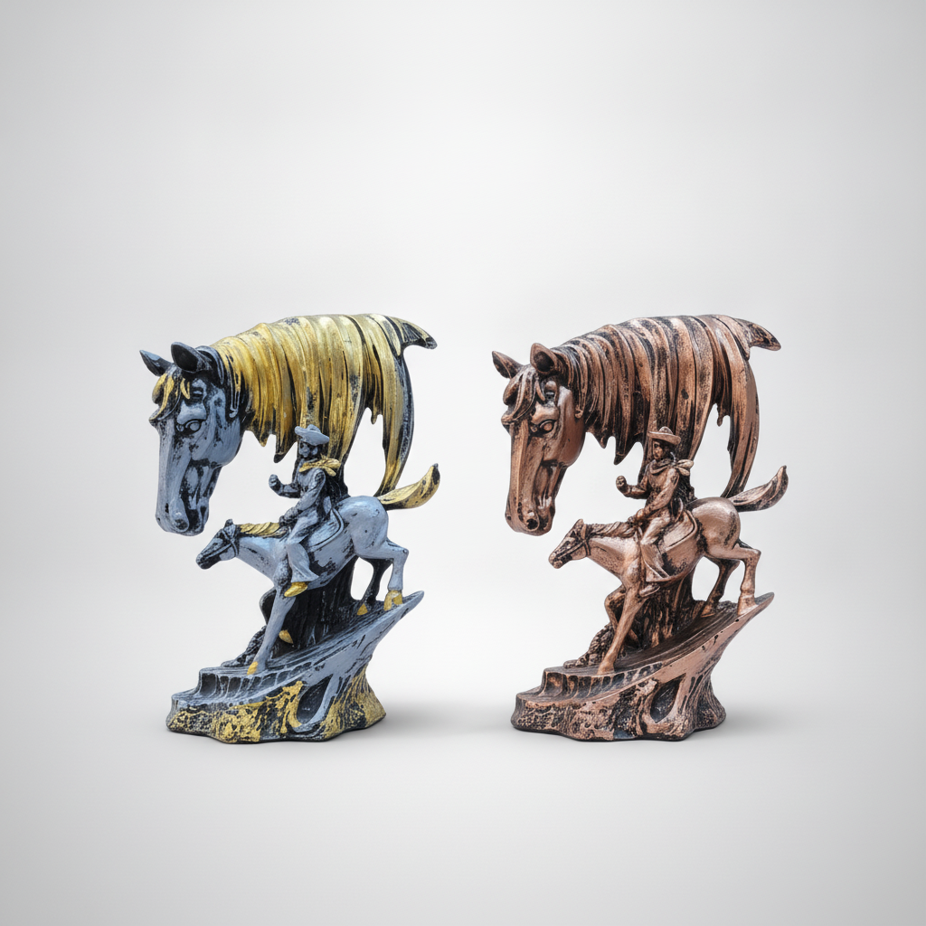Native Warrior & Horse Sculpture Figurine – 9 Inch Poly Resin
