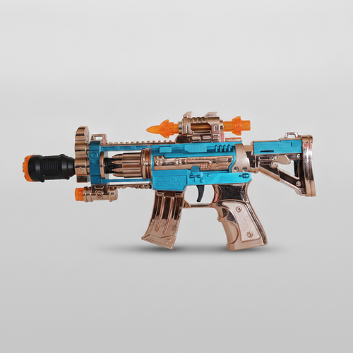 Kids Toy Blaster Gun – Gold & Blue Space Rifle with Lights
