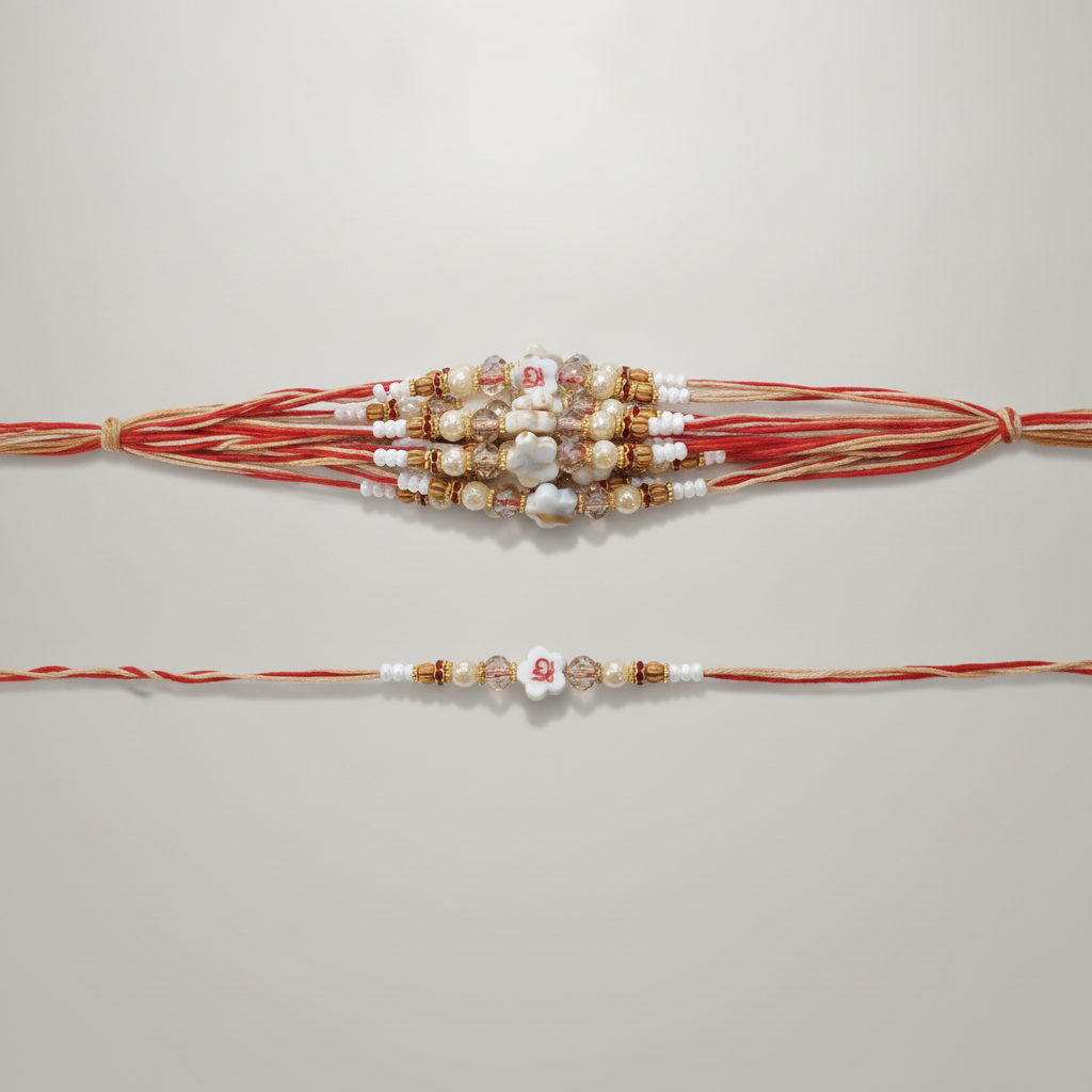 Traditional Beaded Om Rakhi Set – Pack of 12