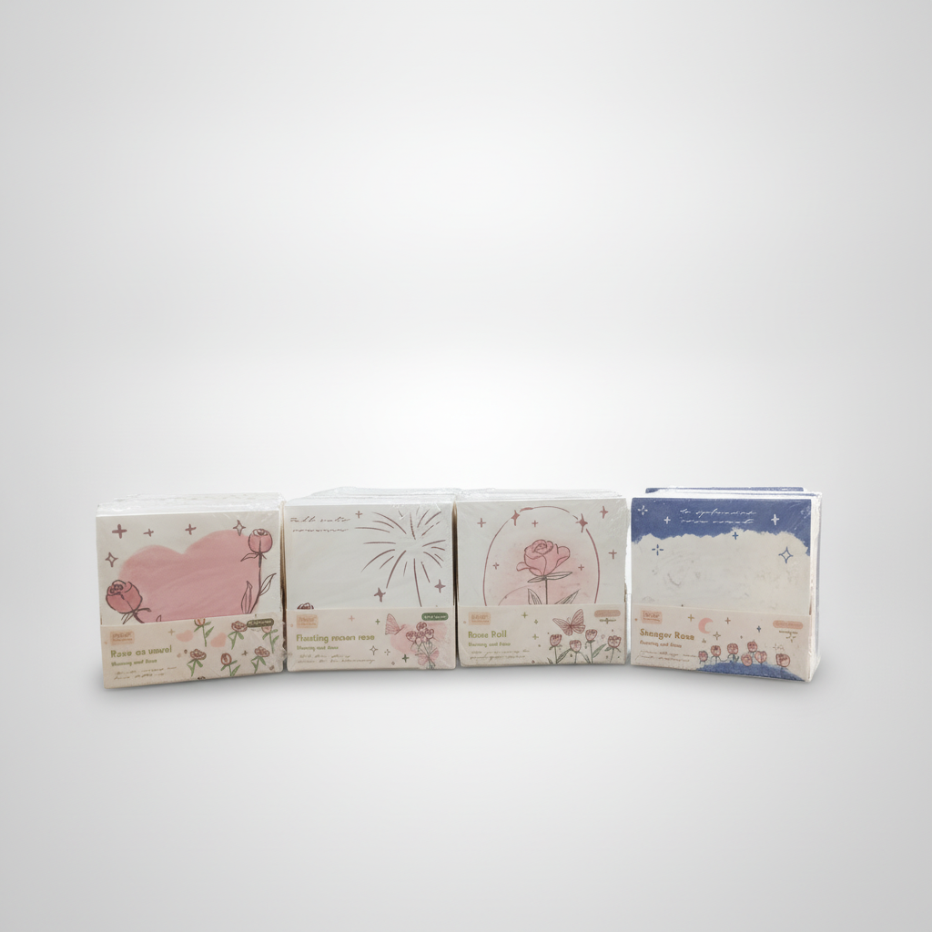 Floral Rose Sticky Notes – Aesthetic Memo Pad Set