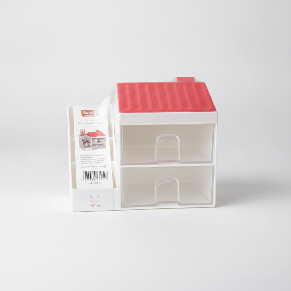 House-Shaped Desk Organiser with 2 Clear Drawers