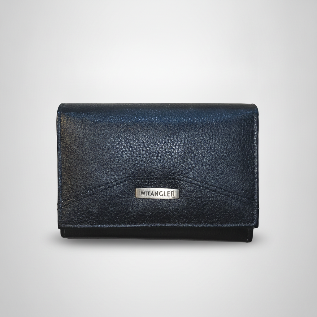Wrangler Women's Black Leather Trifold Purse Wallet