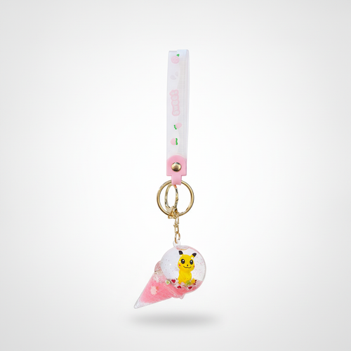 Pikachu Ice Cream Cone Snow Globe Keychain