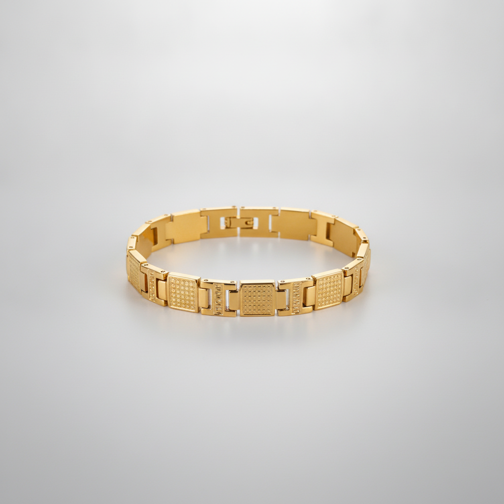Gold-Tone Stainless Steel Link Bracelet for Men