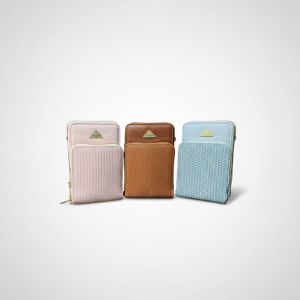 Woven Crossbody Phone Purse with Gold Accent – 3 Colors