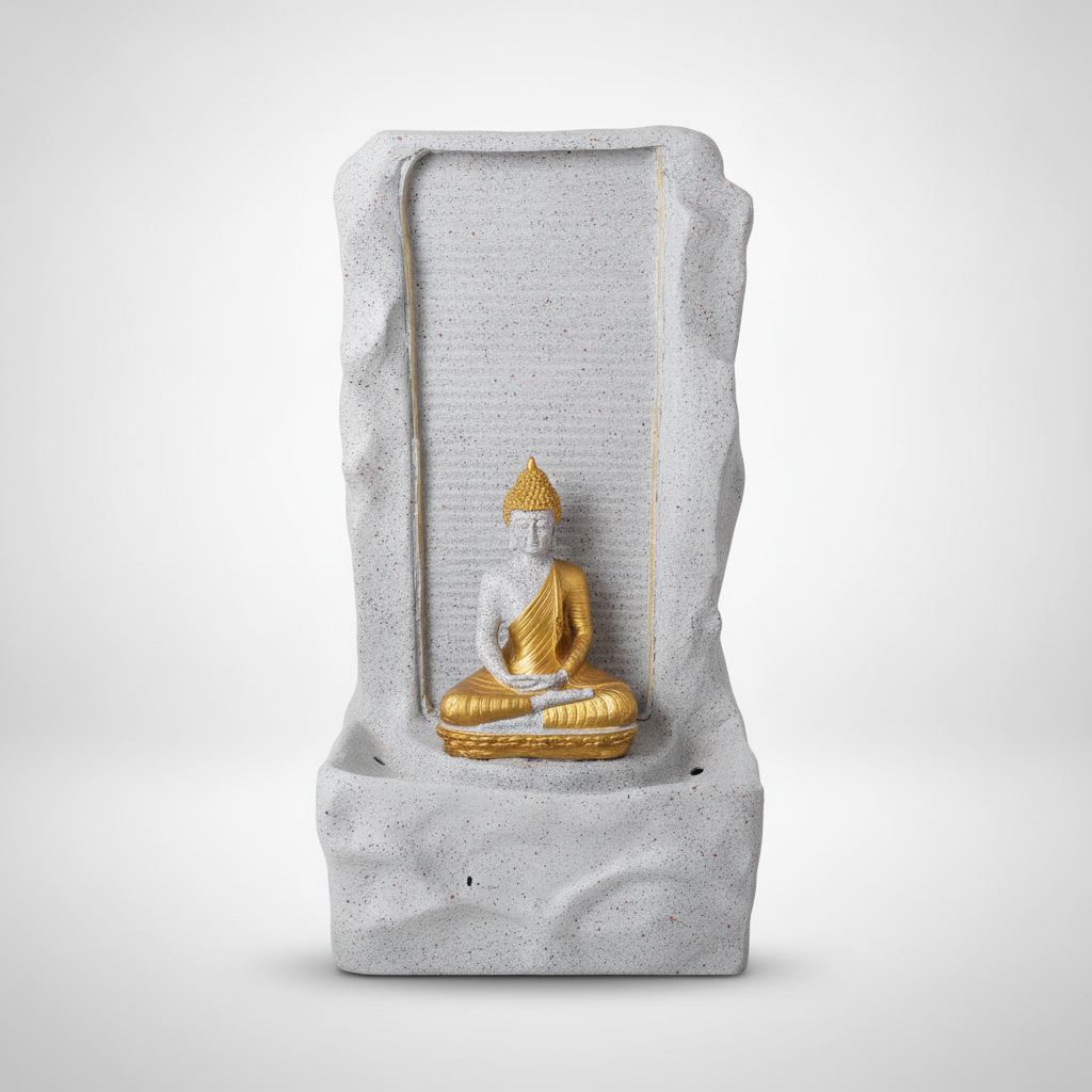 Golden Buddha Waterfall Fountain with LED Light