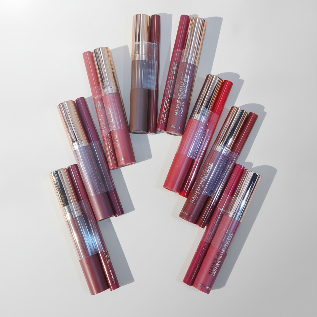 Matte Lip Gloss & Lip Liner Duo Set – Rich Berry Tones