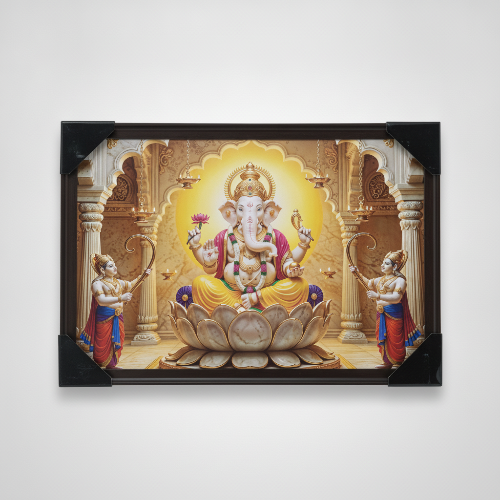 Lord Ganesha Framed Wall Art Print – Temple Style