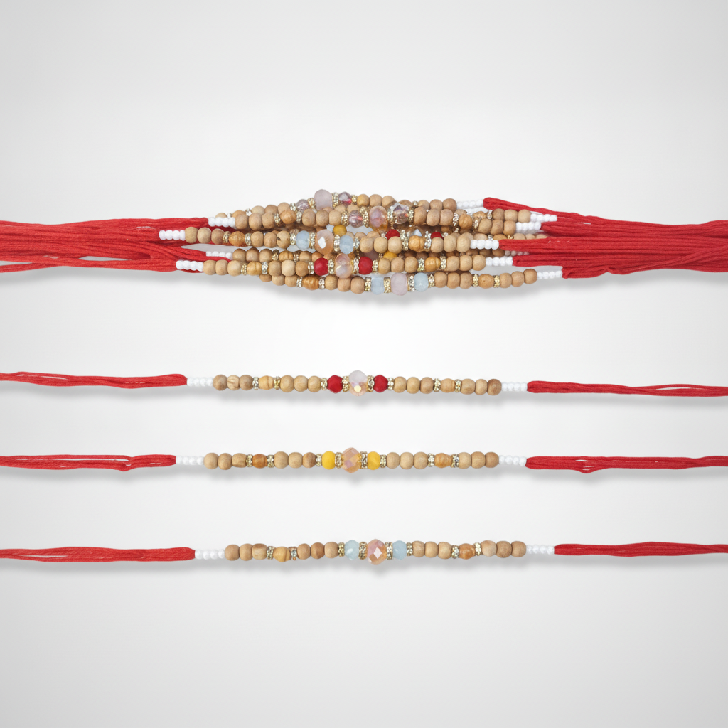 Handcrafted Beaded Rakhi Set – Box of 12