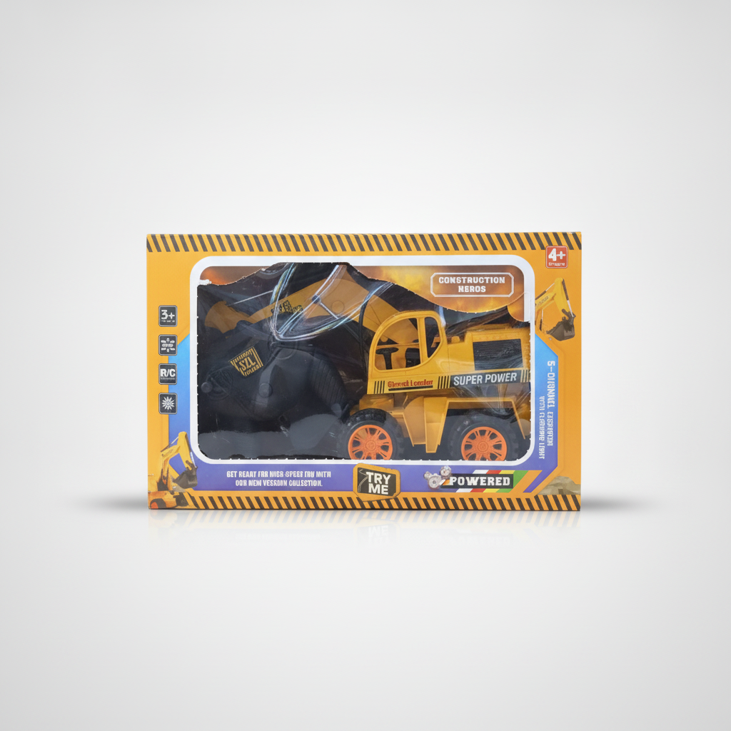 RC Construction Shovel Loader Toy with Flashing Lights – 5-Channel