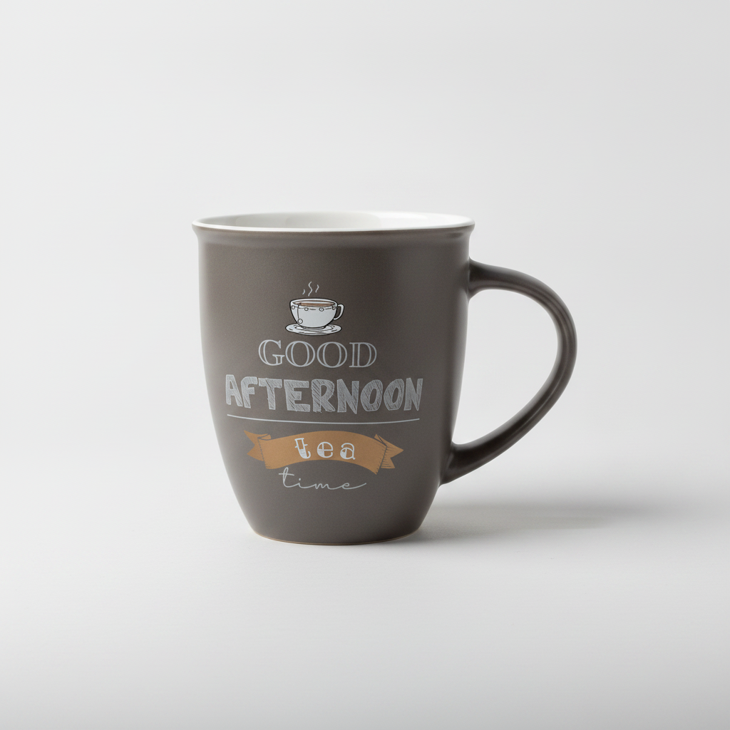 Good Afternoon Tea Time Matte Black Ceramic Coffee Mug