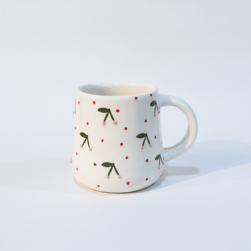 Handmade Cherry Ceramic Mug | Cottagecore Pottery