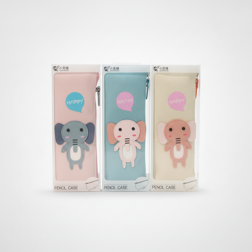 Cute Elephant Happy Pencil Case Pouch – Kawaii Stationery Bag