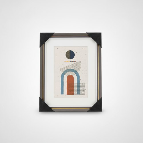 Mid-Century Modern Abstract Arch Framed Wall Art Print