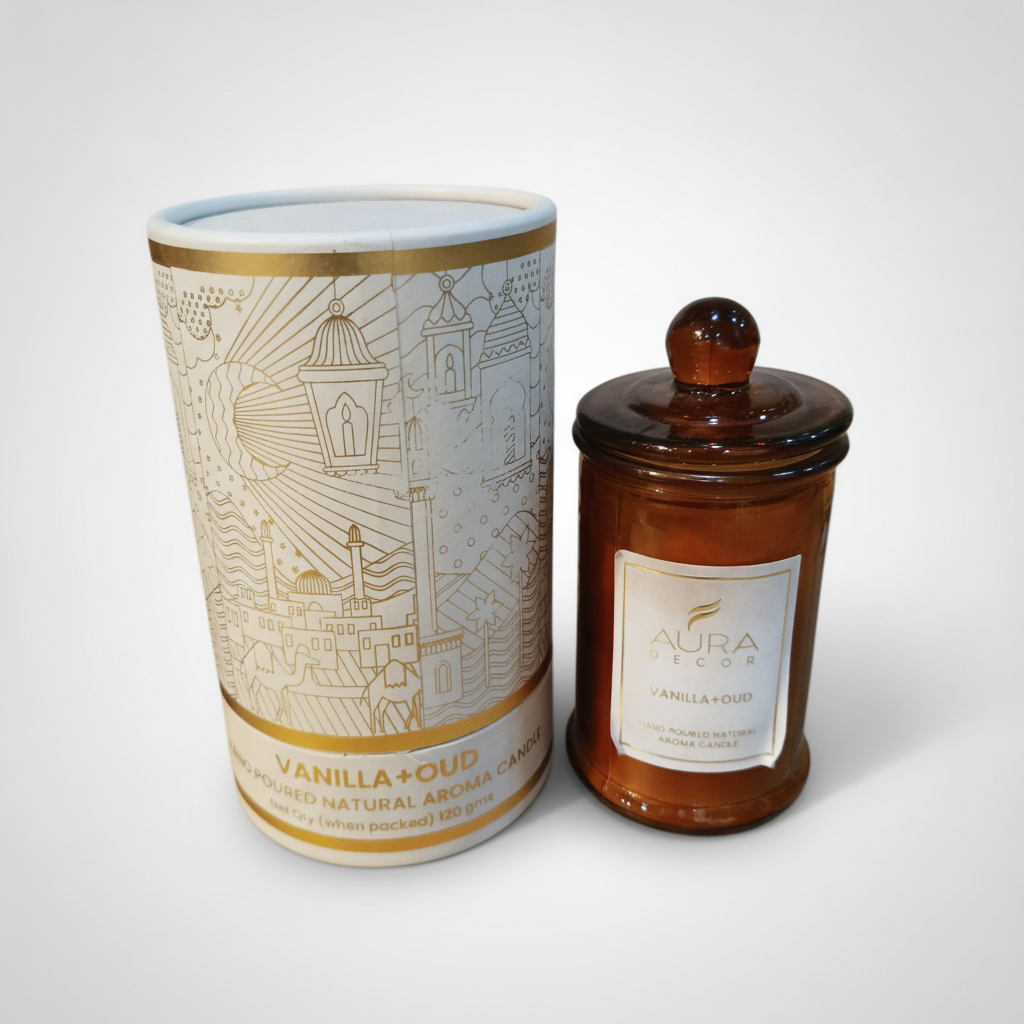 Aura Decor Vanilla + Oud Hand Poured Natural Aroma Candle