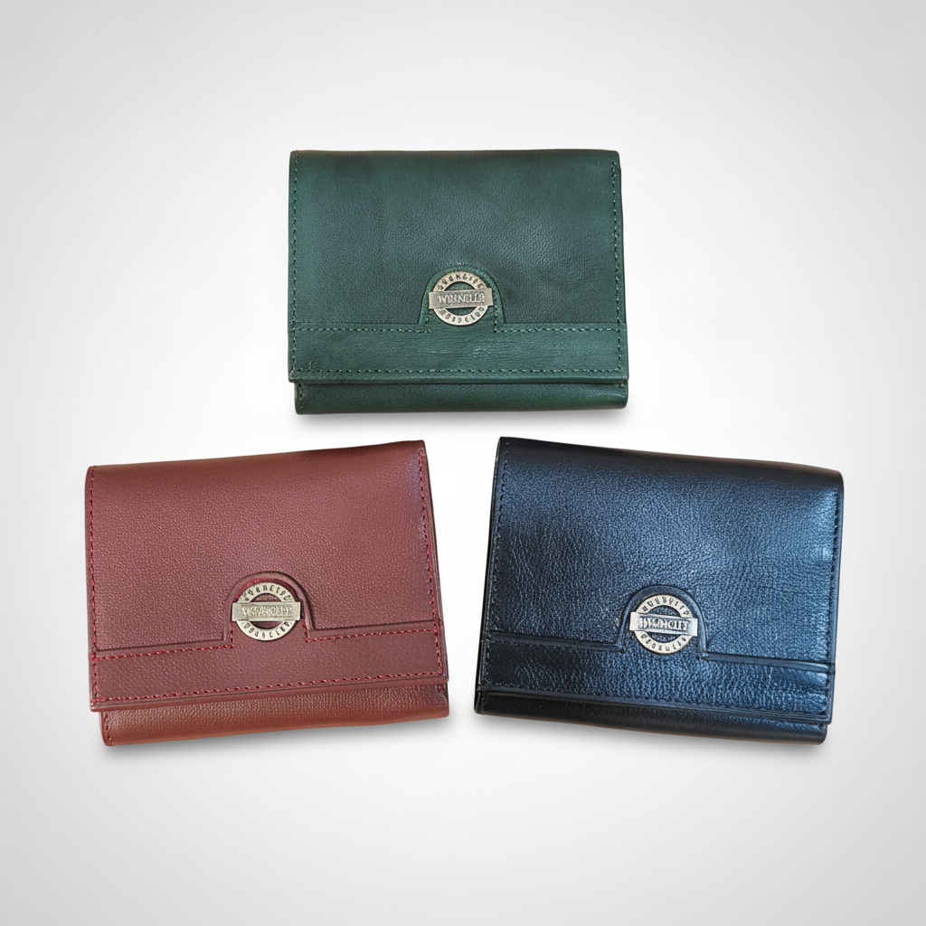 Wrangler Leather Trifold Wallet – Classic Style, 3 Colors