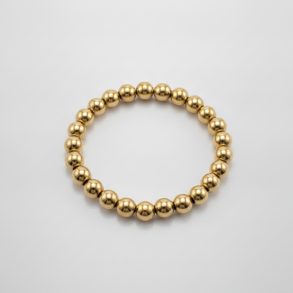 Gold-Tone Metallic Bead Stretch Bracelet