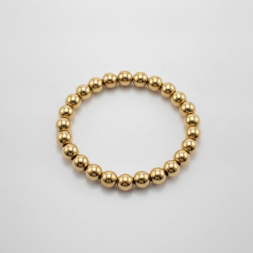 Gold-Tone Metallic Bead Stretch Bracelet