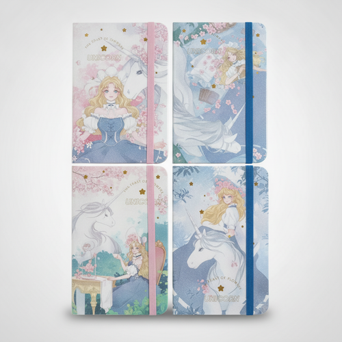 Unicorn Mini Diary – Glitter Anime Hardcover Journal with Elastic Band