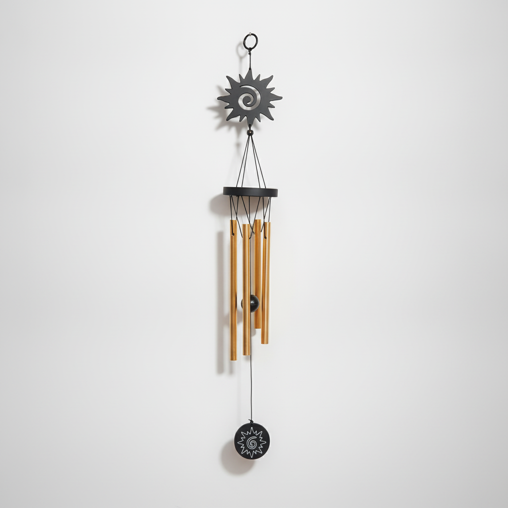 Sun & Spiral Wind Chime with Gold Aluminum Tubes