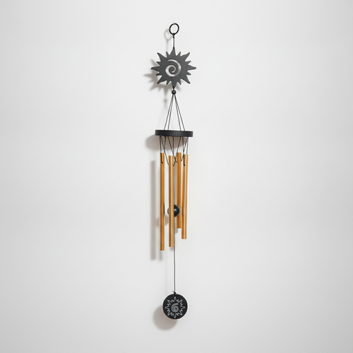 Sun & Spiral Wind Chime with Gold Aluminum Tubes