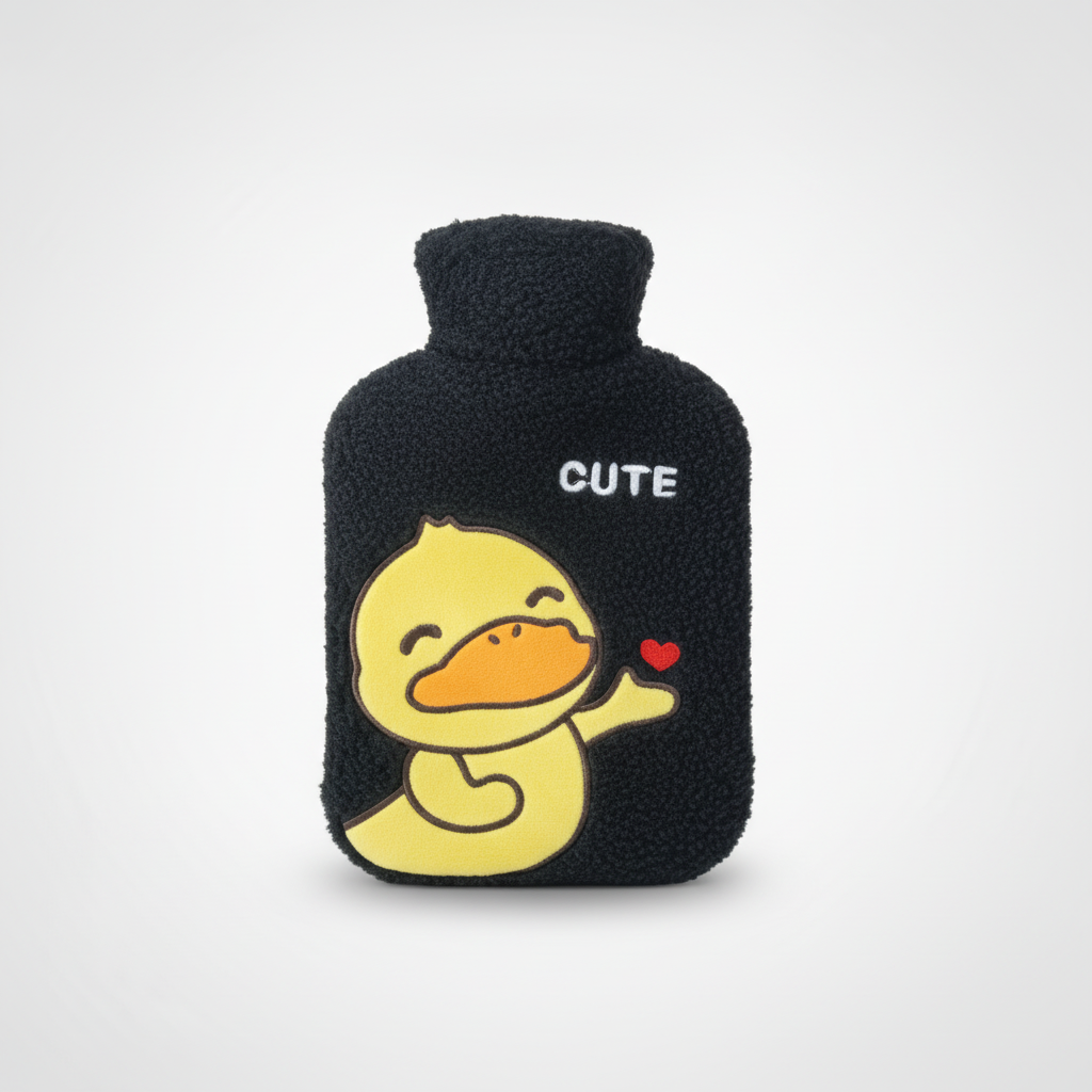 Cute Duck Plush Hot Water Bottle with Fluffy Cover
