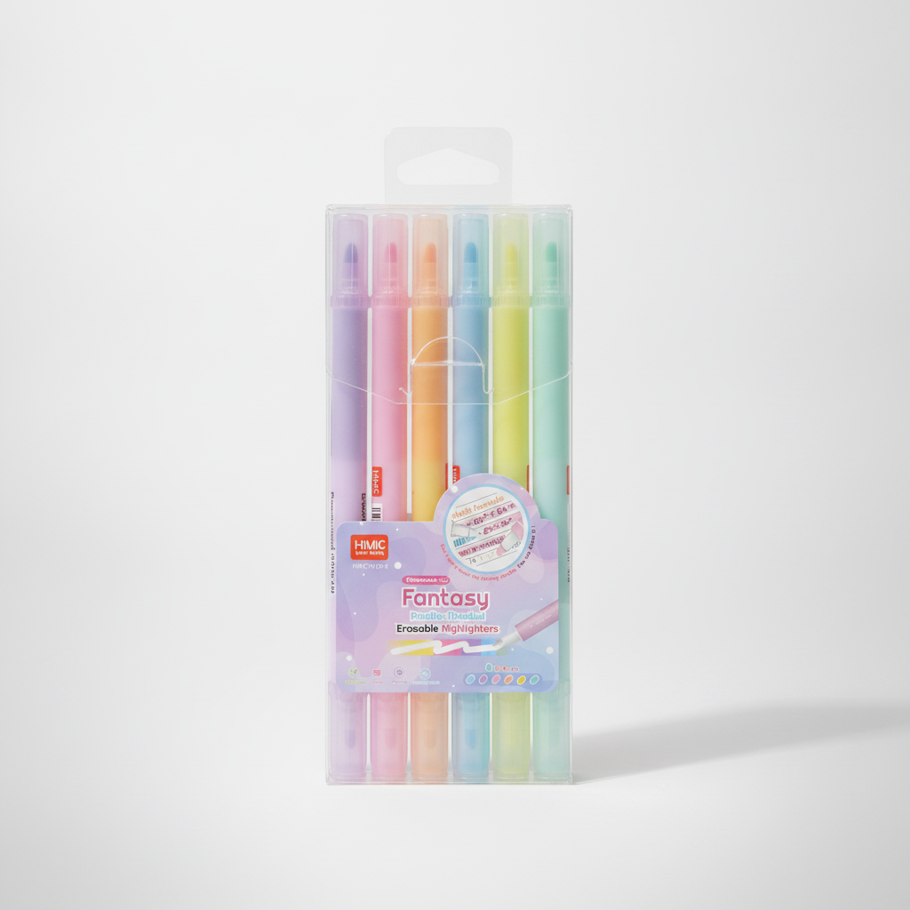HiMiC Fantasy Double-Headed Erasable Highlighters – 6 Pastel Colors